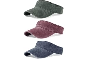 QLAUCA 3 Pack Sun Visors for Women Men Cooling Lightweight Sports Sun Hats Adjustable Twill Cotton Run Visor