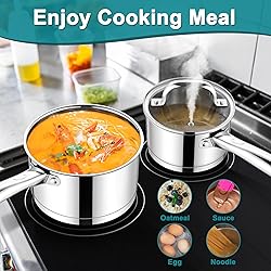 E-far Stainless Steel Saucepan with Lid Set - 1QT