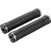 Chromag Clutch Grips Black/Black, Pair | Chromag Clutch Lock-On Waffle Tread Bike Grips - 150mm, Tacky Rubber, Split-Teardrop Clamp