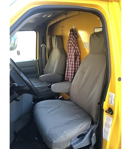Iggee Custom Fit Seat Covers For Ford E-Series Vans (2009-2024) - 2 Front Seat & Armrest Covers, Premium Leatherette (Grey) - View #9