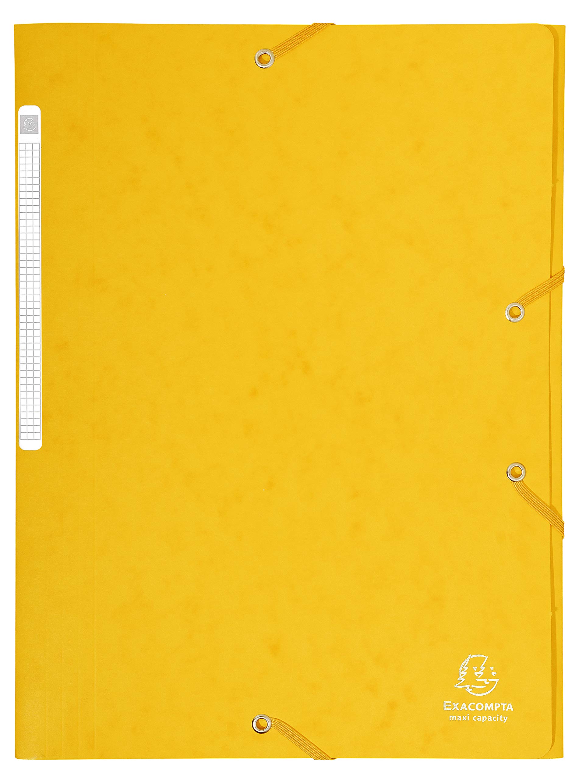 Exacompta - Ref 17106H - Elasticated 3-Flap Folder - 240 x 320mm in Size, Suitable for Storing A4 Documents, 425gsm Laminated Card, FSC-Certified - Yellow (Pack of 25)