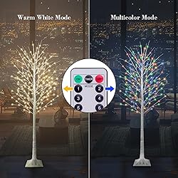 8FT Lighted Birch Tree with 210 LED Warm White and