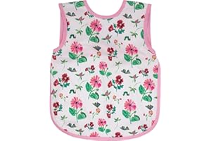BapronBaby Eric Carle Pink Floral Caterpillar Bapron - No Neck Tie Safer Bib for Baby & Toddler - Soft Waterproof Stain Resistant - Machine Washable - Sz Baby/Toddler 6m-3T