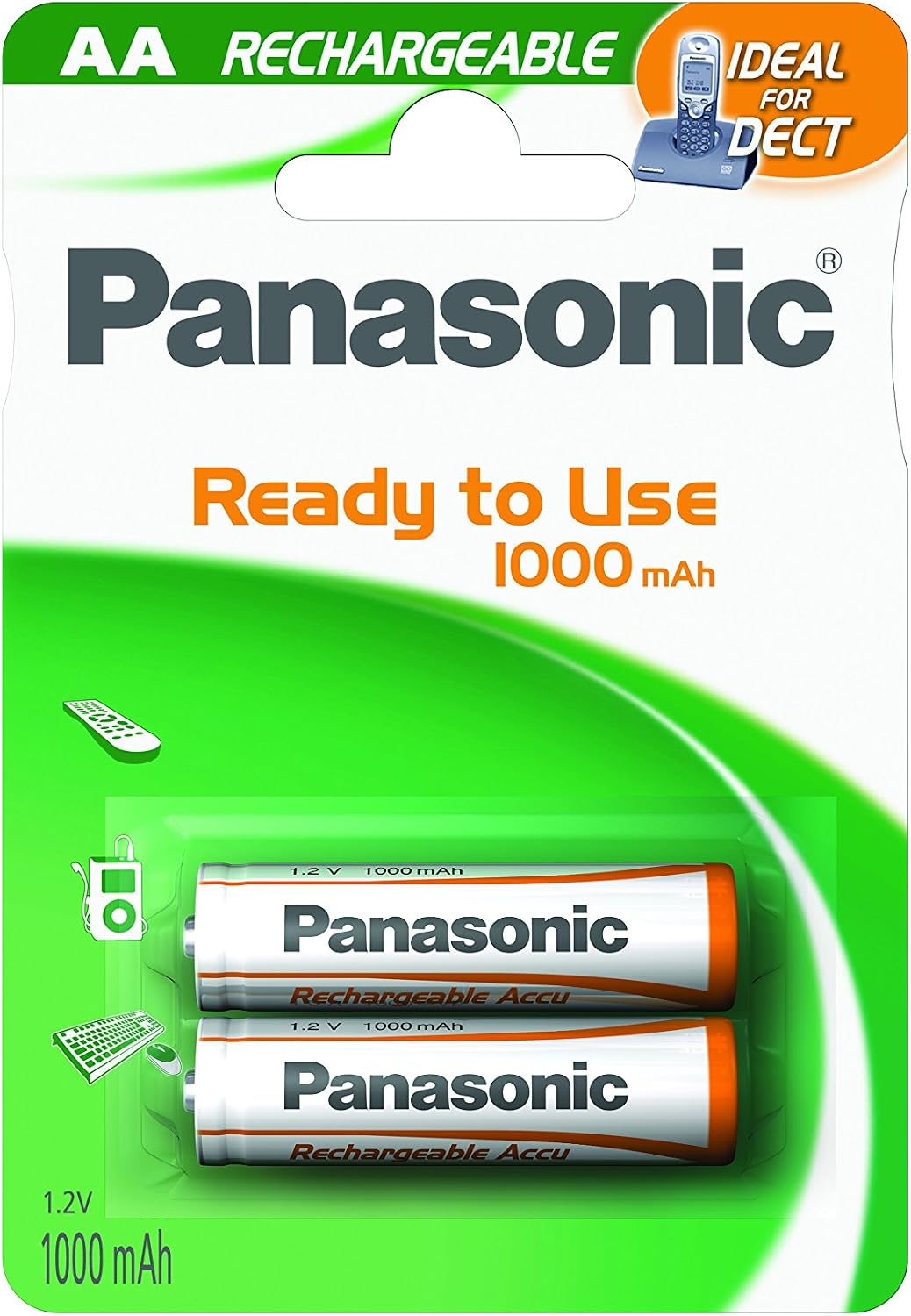 Panasonic 1560 R2U P06 AA 1000 mAh Evolta Rechargeable Battery, Silber