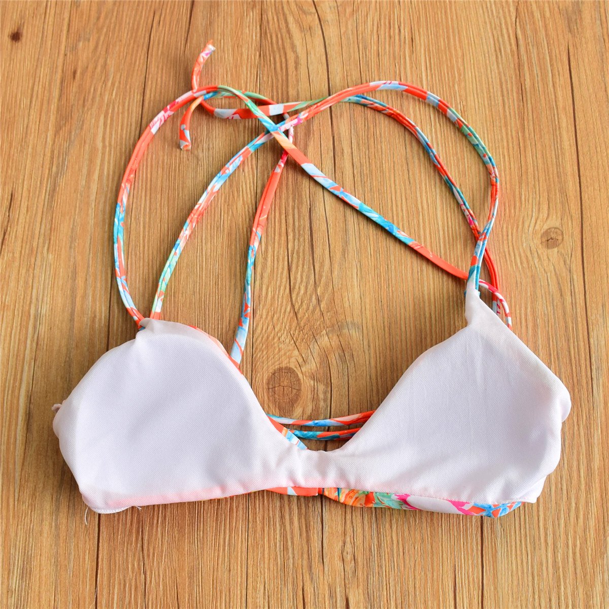 CUPLUM Floral Printing Swimwear Triangle Bikini For Women (S(US 2-4), RED/CB1704)