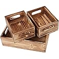 Wooden Crate Stackable Decorative Wood Crates set of 3 for Storage Display Rustic Nesting Box Basket Home Decoration Boxes Co