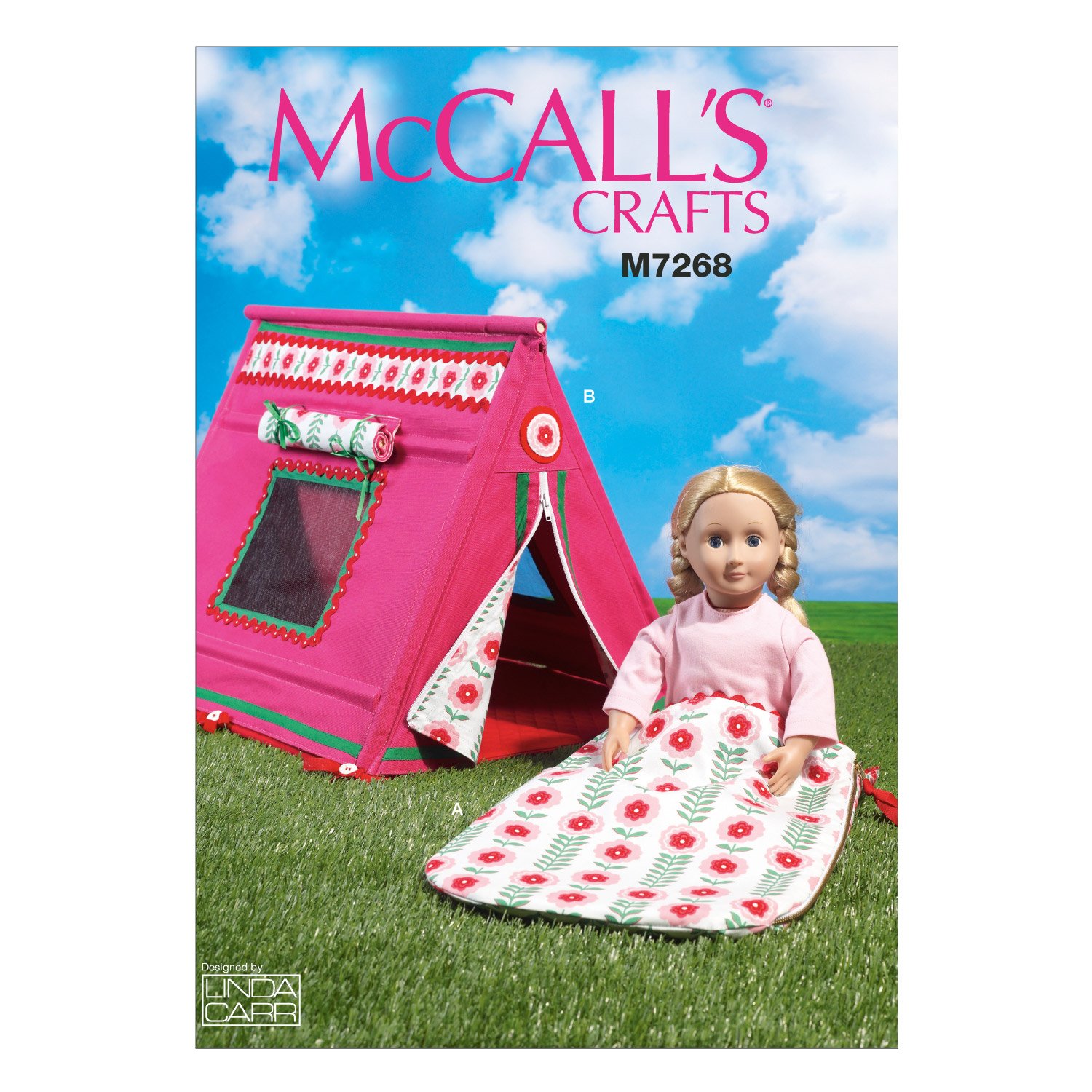 Mccall's Patterns 7268 OSZ,18" Dolls Sleeping Bag and Tent, One Size