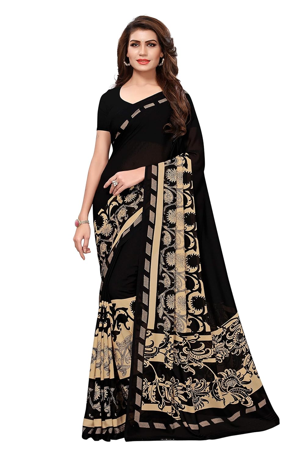 anni designer georgette saree with blouse piece