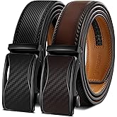 KEMISANT Ratchet Belt For Men 2 Pack,Slide Leather Belt Adjustable For Gift Men Dress Casual Pants Jeans-Cut For Fit