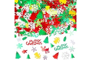 MARFOREVER Christmas Day Confetti Glitter Table Decorations Party Scatter Confetti, Red Green White Party Decorations Table Confetti Sprinkles Snowflake Santa Elk for Christmas Party Supplies Decor