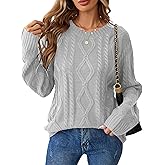 Libsorge Womens Oversized Cute Chunky Cable Knit Sweater Winter 2025 Trendy Ladies Dressy Casual Long Sleeve Pullover Top