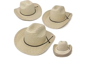 Podzly 12 & 72 Piece Straw Cowboy Hats - 24" Western Style Hats for Men & Women - Straw Hats for Country Concerts & Parties