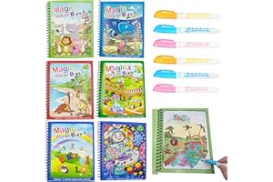 MYLEUS 6 Set Water Drawing Books for for Kids, Kids Montessori Toys Reusable Magic Water Coloring Book Magica Drawing Books Painting Toys Toddler Early Education Toys for Kids 3-6(Pen Random Color)