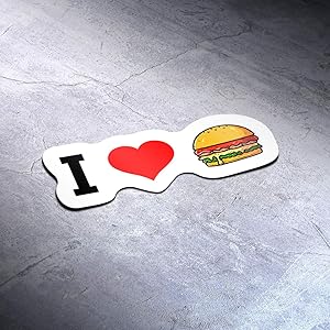 I Love Burger Food (2 Pack) Vinyl Decal Sticker - Car Truck Van SUV Window Wall Cup Laptop - Two 5 Inch Decal - MKS1410