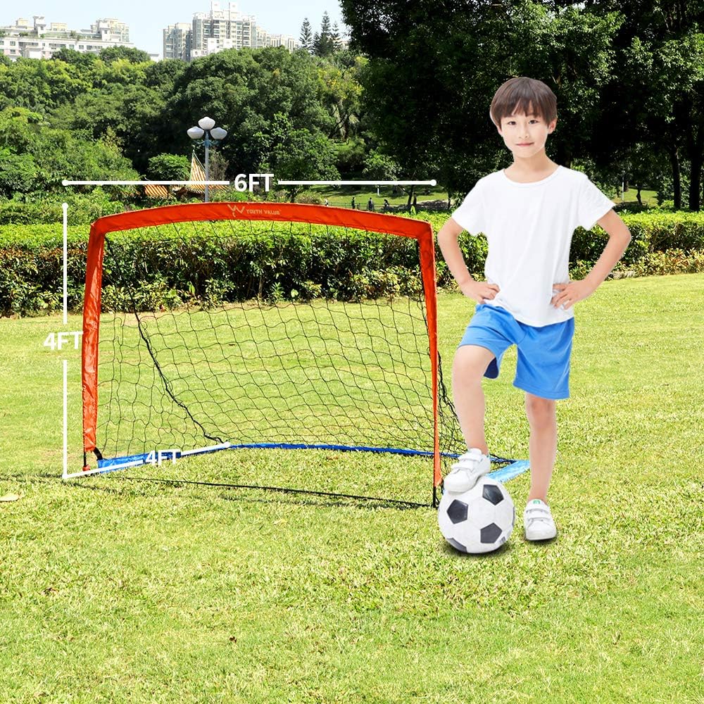 Youth Value Portable Soccer Goal w/Carry Bag for Kids and Teens, Foldable Soccer Net 6ft x 4ft, Set of 2 : Sports & Outdoors