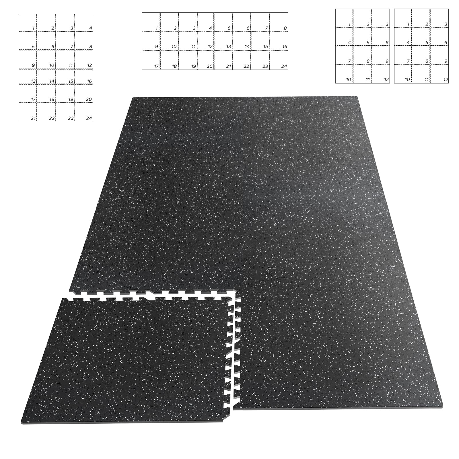 Photo 1 of **ONLY 18 MATS**HAPBEAR 0.56'' Thick 24 Pcs 96 Sq Ft Exercise Equipment Mats - High-Density Rubber Top EVA Foam Interlocking Mats, 24x24in Tiles, Heavy-Duty Treadmill Mat for Hardwood Floors, Home Gym Mat