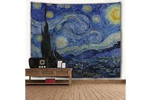 WIHVE Tapestry Van Gogh Starry Night Moon Wall Hanging Art Home Decor Polyester Tapestry for Living Room Bedroom Bathroom Kitchen Dorm 60 x 40 Inches