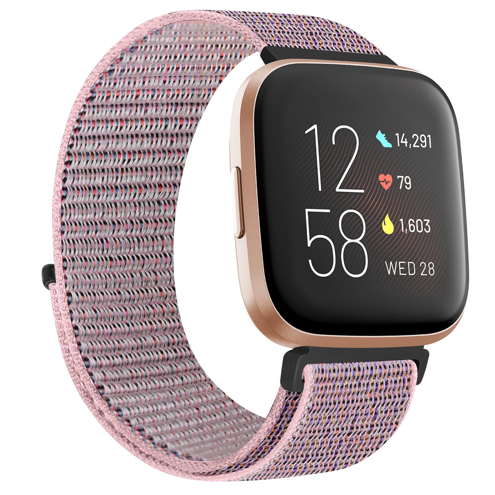 KIBDSNG Nylon Strap Compatible with Fitbit Versa 2 Strap/Versa Lite/SE/Versa Strap, Soft Adjustable Woven Sport Wristbands Replacement Band for Men Women