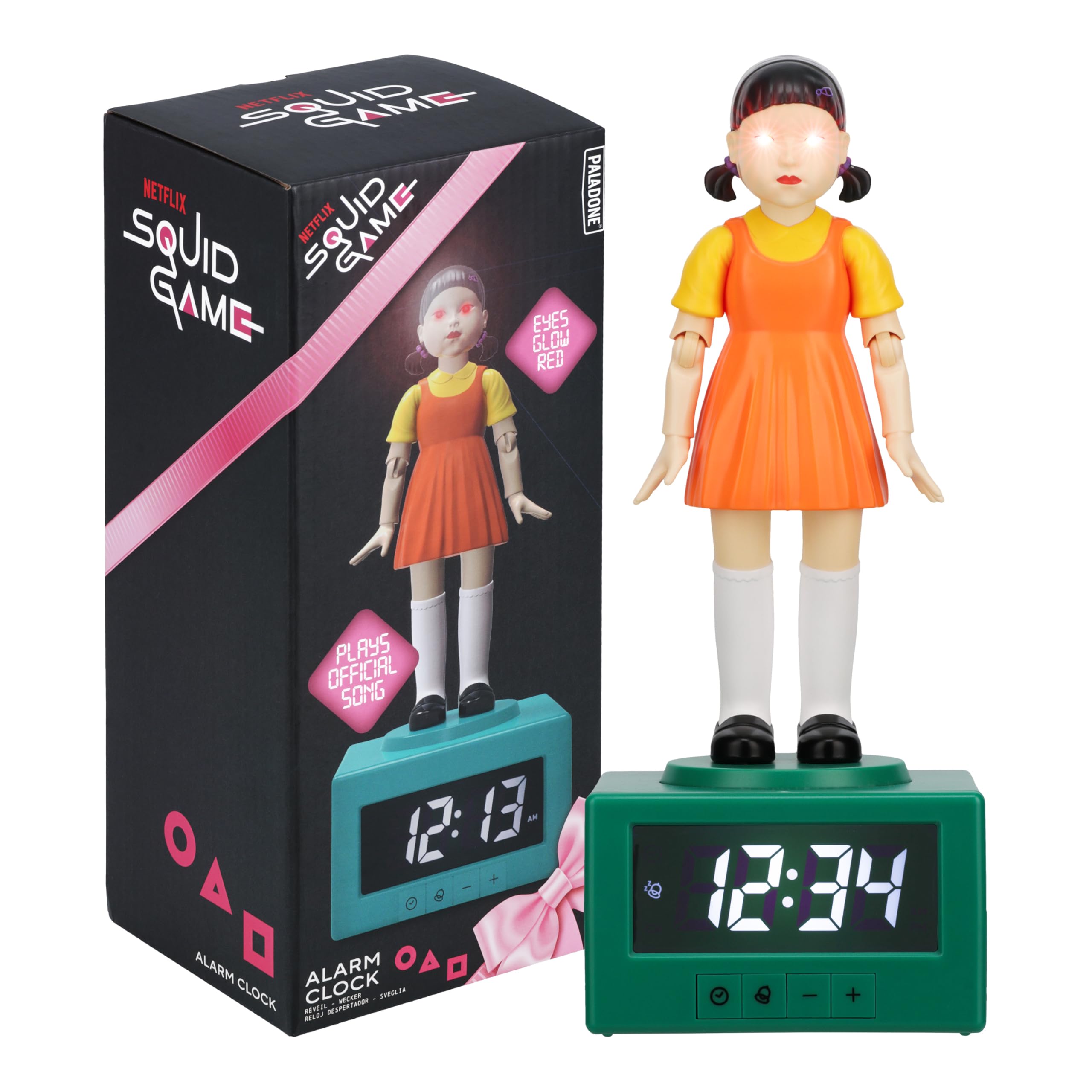 Squid Game Doll Alarm Clock - Officially Netflix Licensed Light, Kids Bedroom Accessories & Decor | Paladone