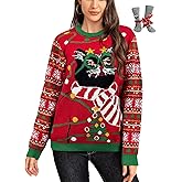 LANPULUX Ugly Christmas Sweaters for Women Pullover Christmas Sweater Funny Novelty Sweater Tops Knitted Party Jumper