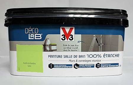 V33 Deco Lab Peinture Salle De Bain 100 Etanche Feuille De Bambou 2l Amazon Fr Bricolage