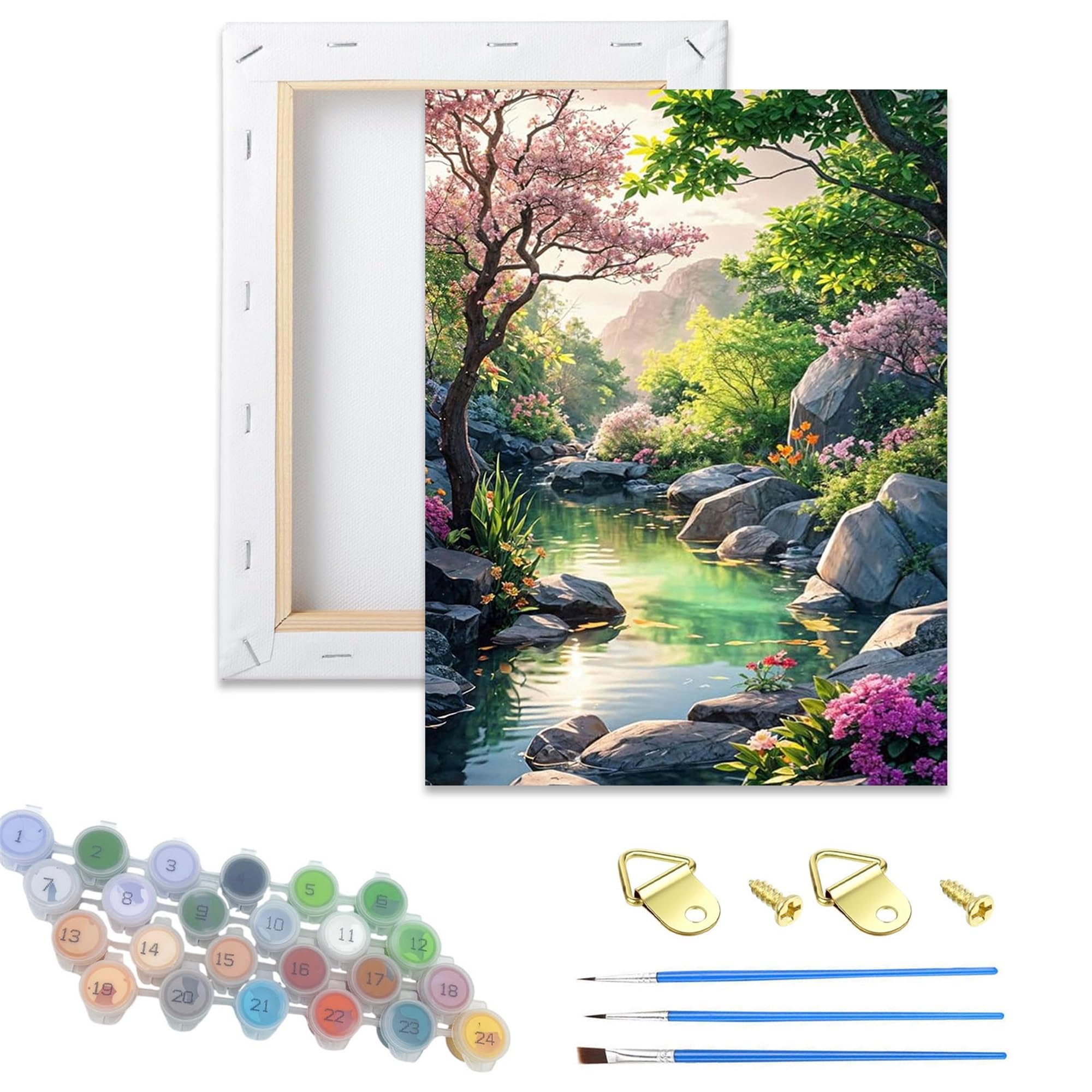 DSFEFV Wooden Framed Paint by Numbers Kits for Adults,DIY Painting Kit on Canvas, Color by Numbers Acrylic,Adult Paint by Number for Wall Decor and Gifts (Landscape)