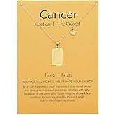TGOLM 14k Gold Plated Zodiac Sign with Tarot Card Pendant Necklace Birthday Gift for Women