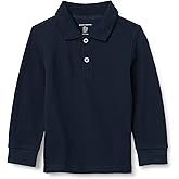 Amazon Essentials Boys and Toddlers' Long-Sleeve Pique Polo Shirts, Multipacks
