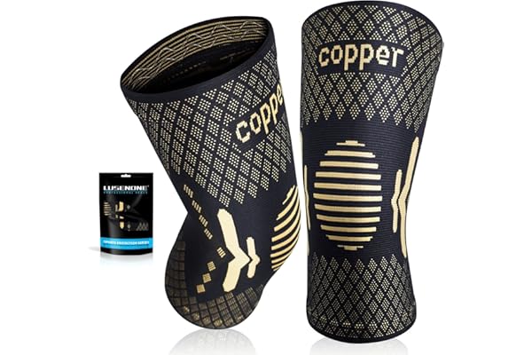 Copper Knee Brace 2 Pack, Knee Compression Sleeve for Men & Women, Best Knee Support Braces for Meniscus Tear, ACL, Arthritis