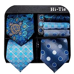 Hi-Tie 3 Pcs Gift Box Mens Tie Set Necktie with