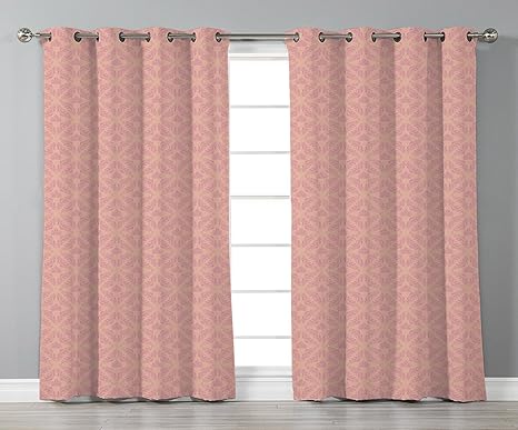 Thermal Insulated Blackout Grommet Window Curtains Peach Abstract