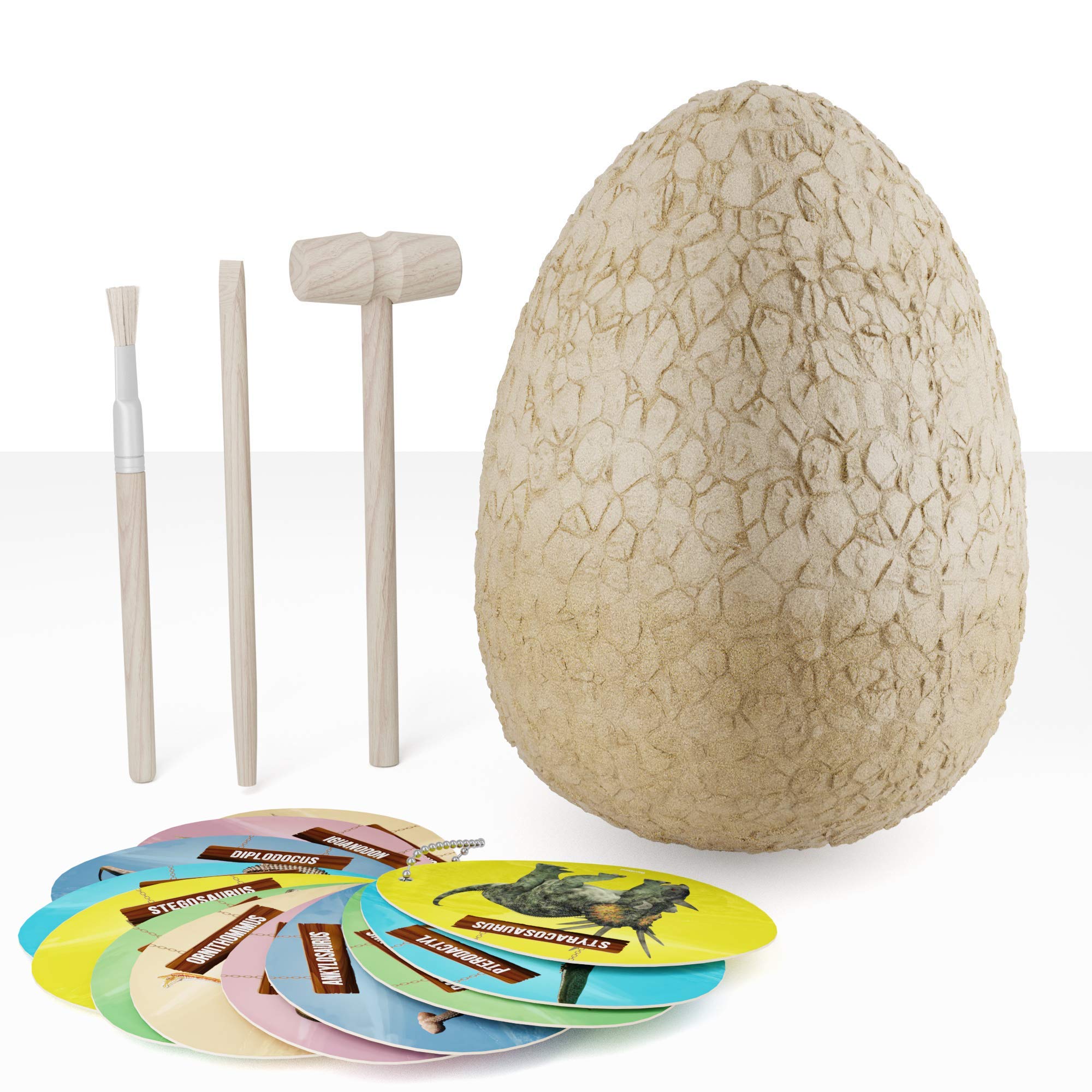 Dan&Darci Jumbo Dino Easter Egg - Unearth 12 Unique Large Surprise Dinosaurs in One Giant Filled Egg -Easter Gifts for Kids - Discover Dinosaur Archaeology Science STEM Crafts Gifts for Boys & Girls
