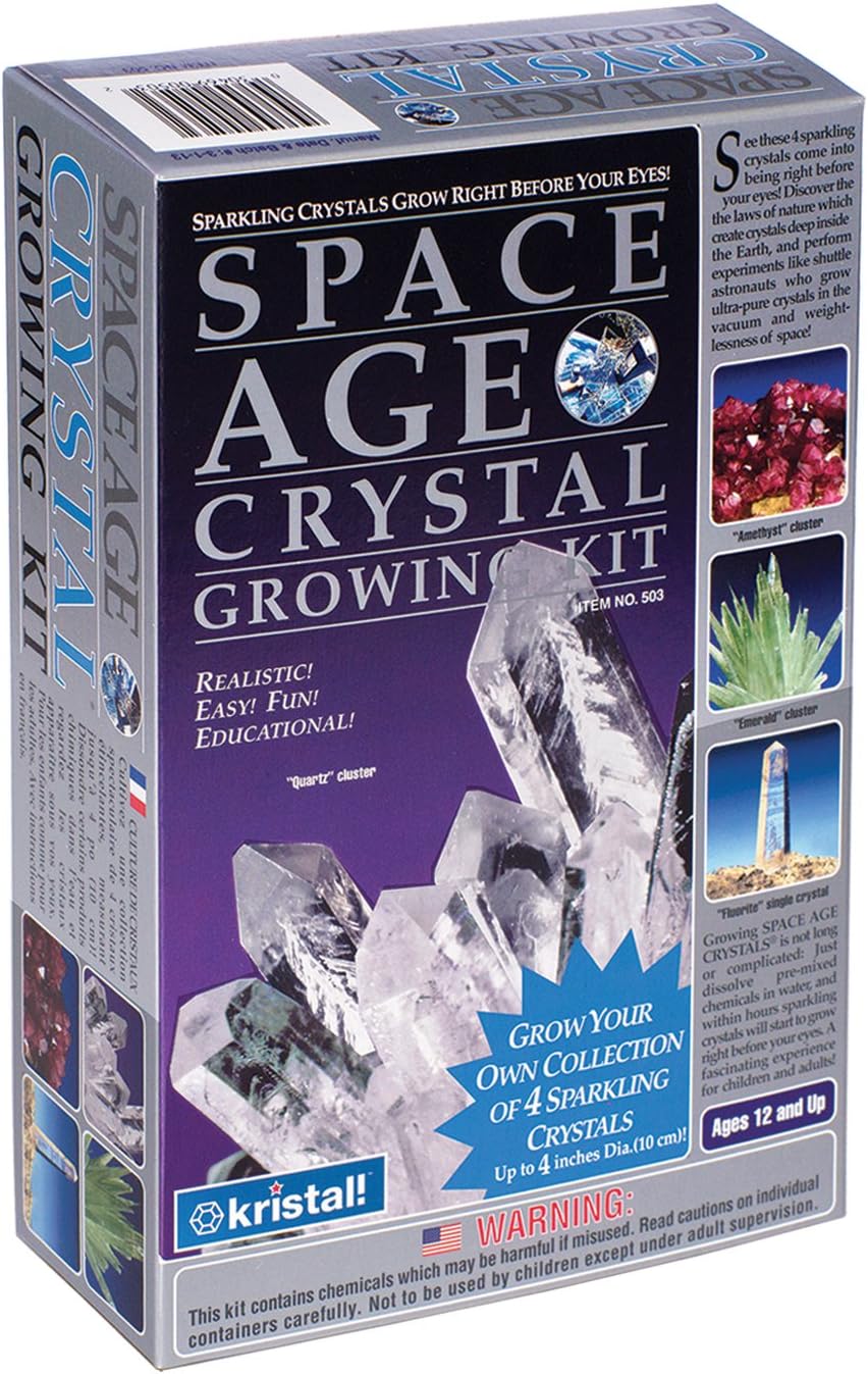 Amazon Com Space Age Crystal Growing Kit 4 Crystals Quartz Emerald Amethyst Toys Games