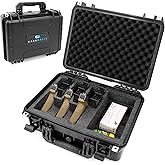 CASEMATIX TSA Approved 3 Pistol Case - 16" IPX7 Waterproof Handgun Case for 3 Handguns and 9 Magazines with Accessory Storage, Heavy-Duty Pistol Case Hard Shell Gun Carrying Case