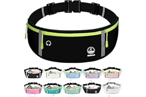 MOLARUN Slim Running Belt Fanny Pack for Women Men, Jogging Pouch Waist Pack Money Belt Bag Phone Holder for Running Hiking Traveling