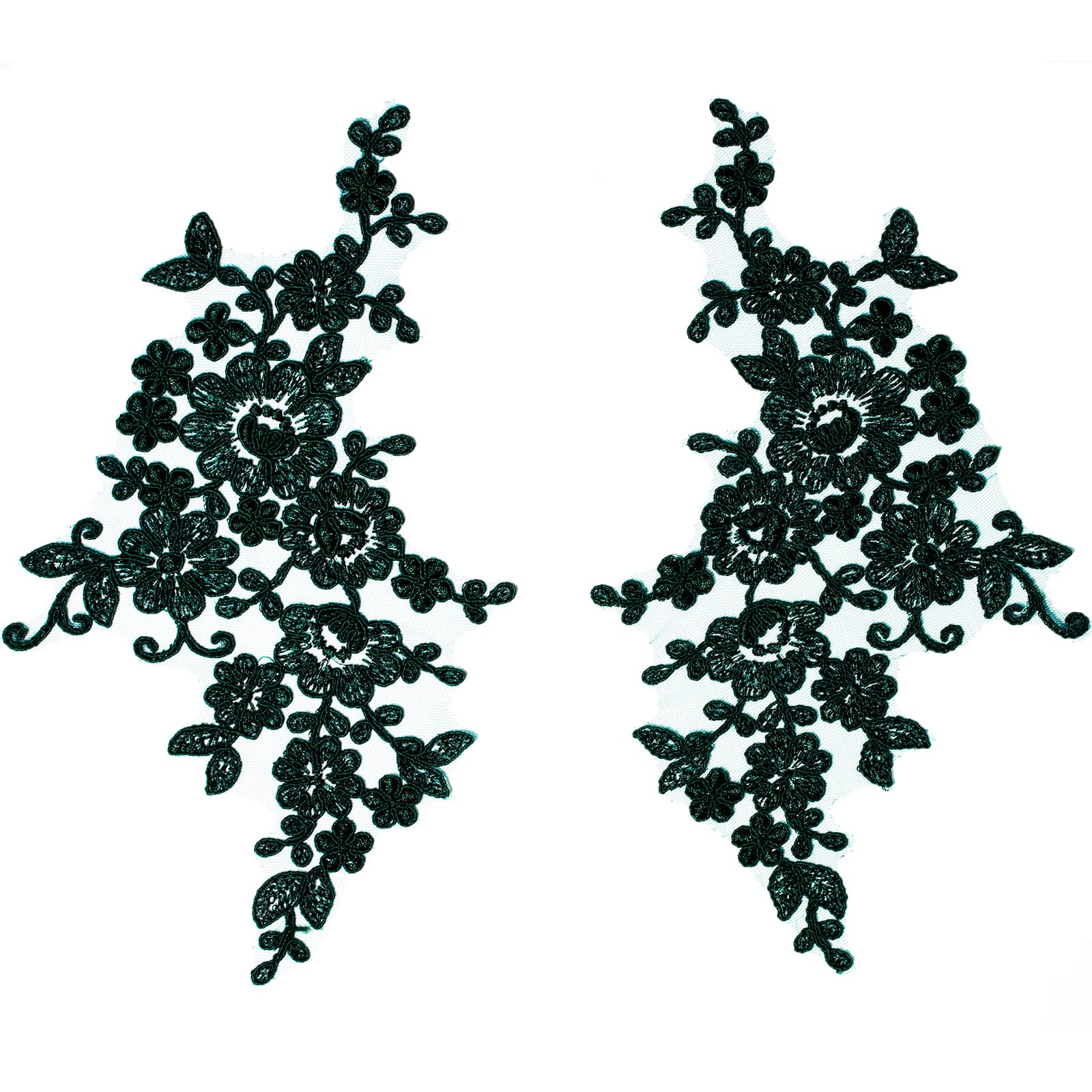 4 X Embroidered Lace Bridal Wedding Lace Applique Trim Motif #4A (Dark Green)