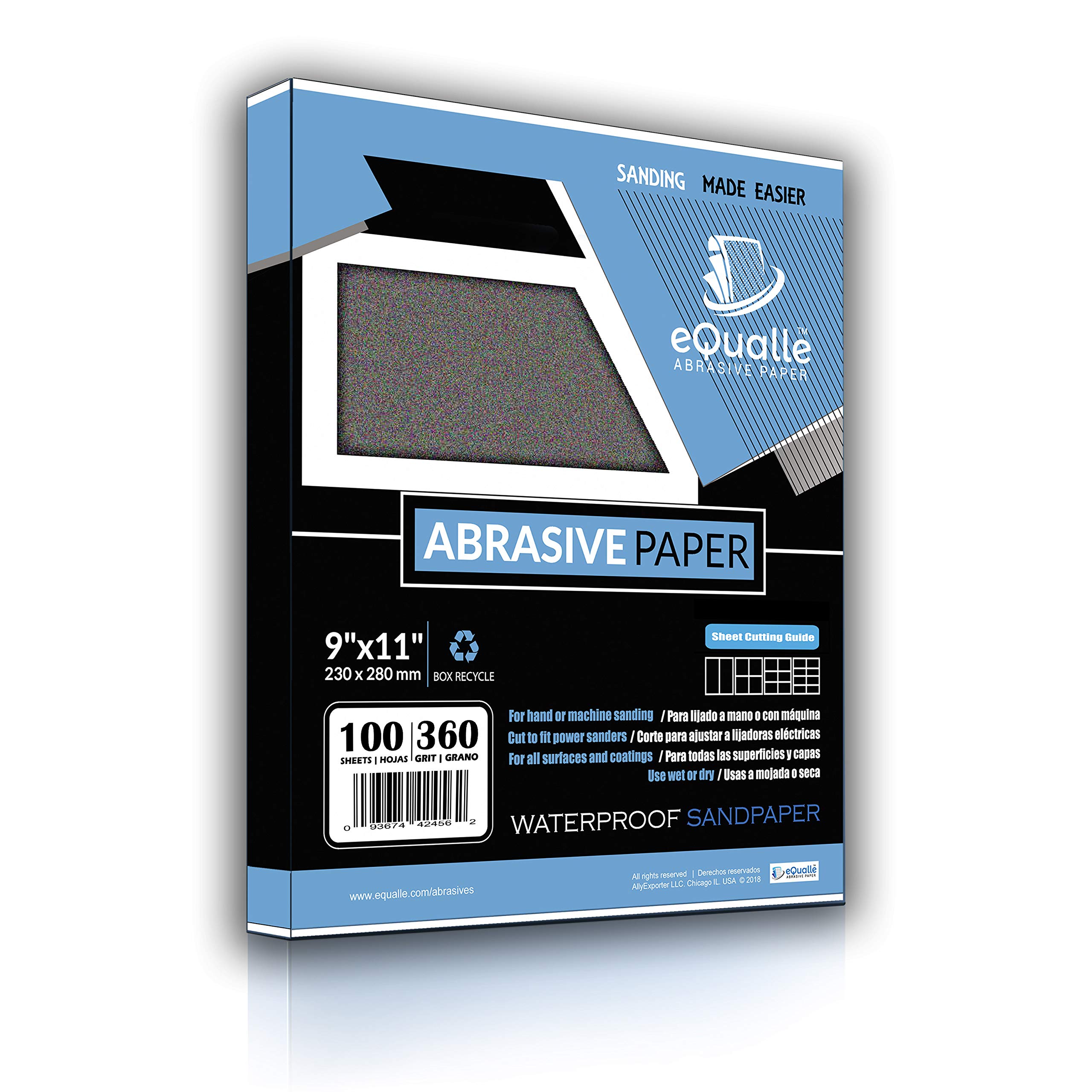 360 Grit Sandpaper Sheets 100Pack 9x11 in Bulk Sandpaper Multi-Surface Precision Sanding Wood Metal Paint Removal Rust Removal Lija para Superficies Woodworking Surface Preparation