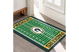 AYYQHC Football Field Design Entry Floor Mat,30" W x 18" H Green Design Non-Slip Rubber Door Mat for Football Sports Fans, Home Decor Area Rug