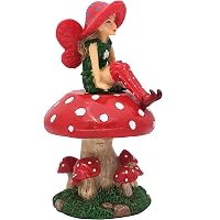 GlitzGlam Fee Lulu Mit Pilz-Ständer – Handbemalte Miniatur Für Feengarten & Deko (ca. 7,6 Cm)
