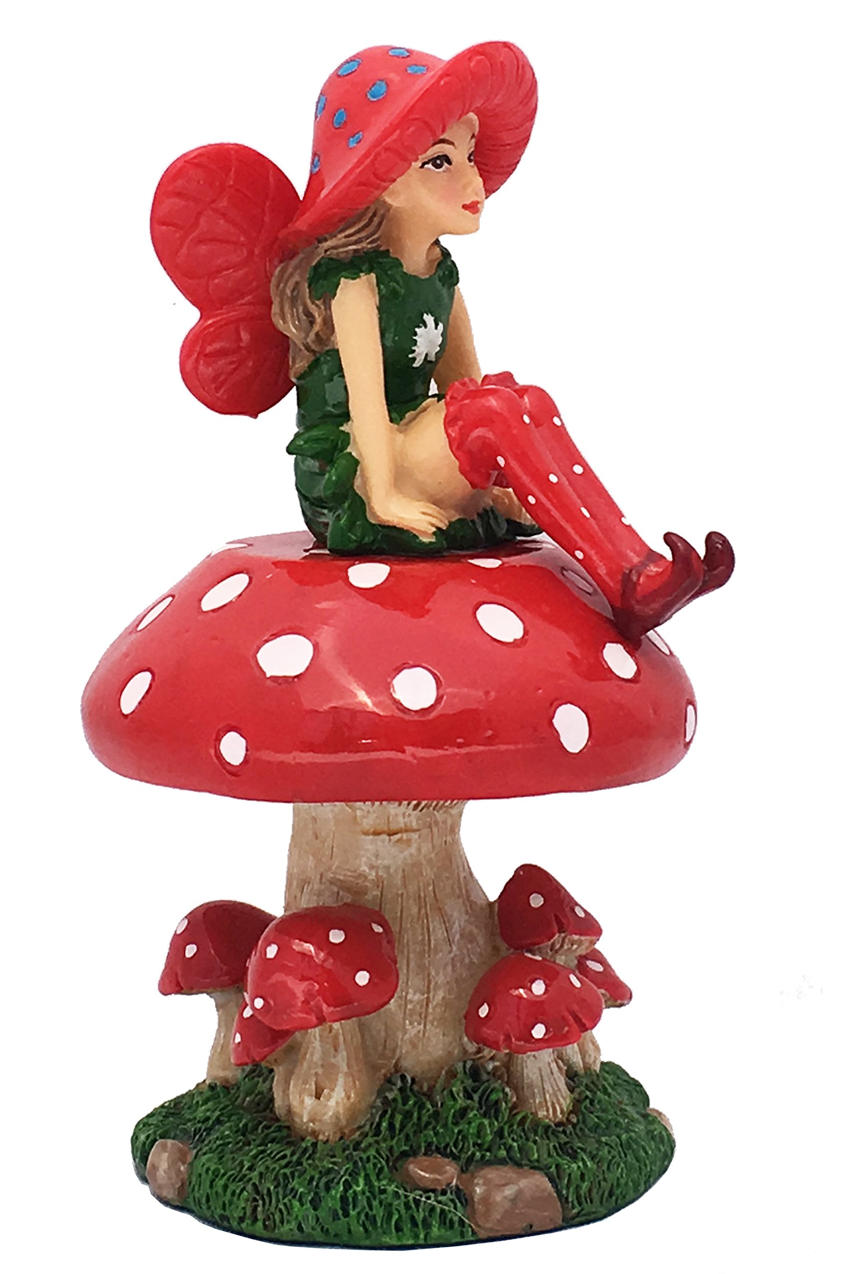 GlitZGlam LULU the Fairy with a Detachable Mushroom Fairy Stand for a Fairy Garden/Miniature Garden
