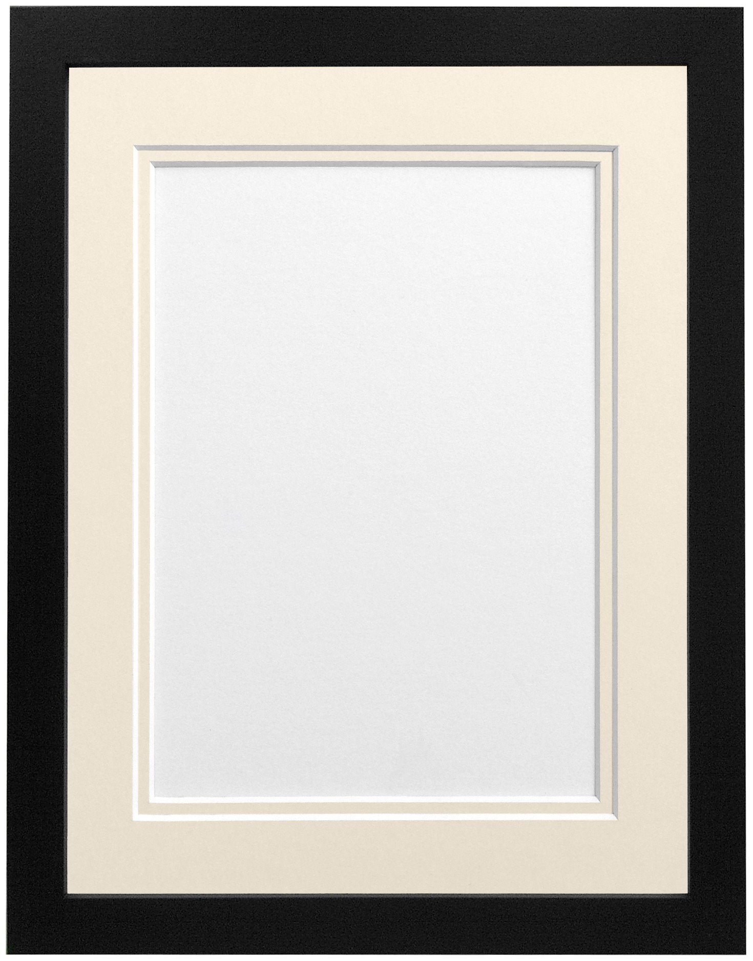 FRAMES BY POST H7 Black Picture Photo Frame With Ivory Double Mount, 20 x 16-Inch for Picture Size A3