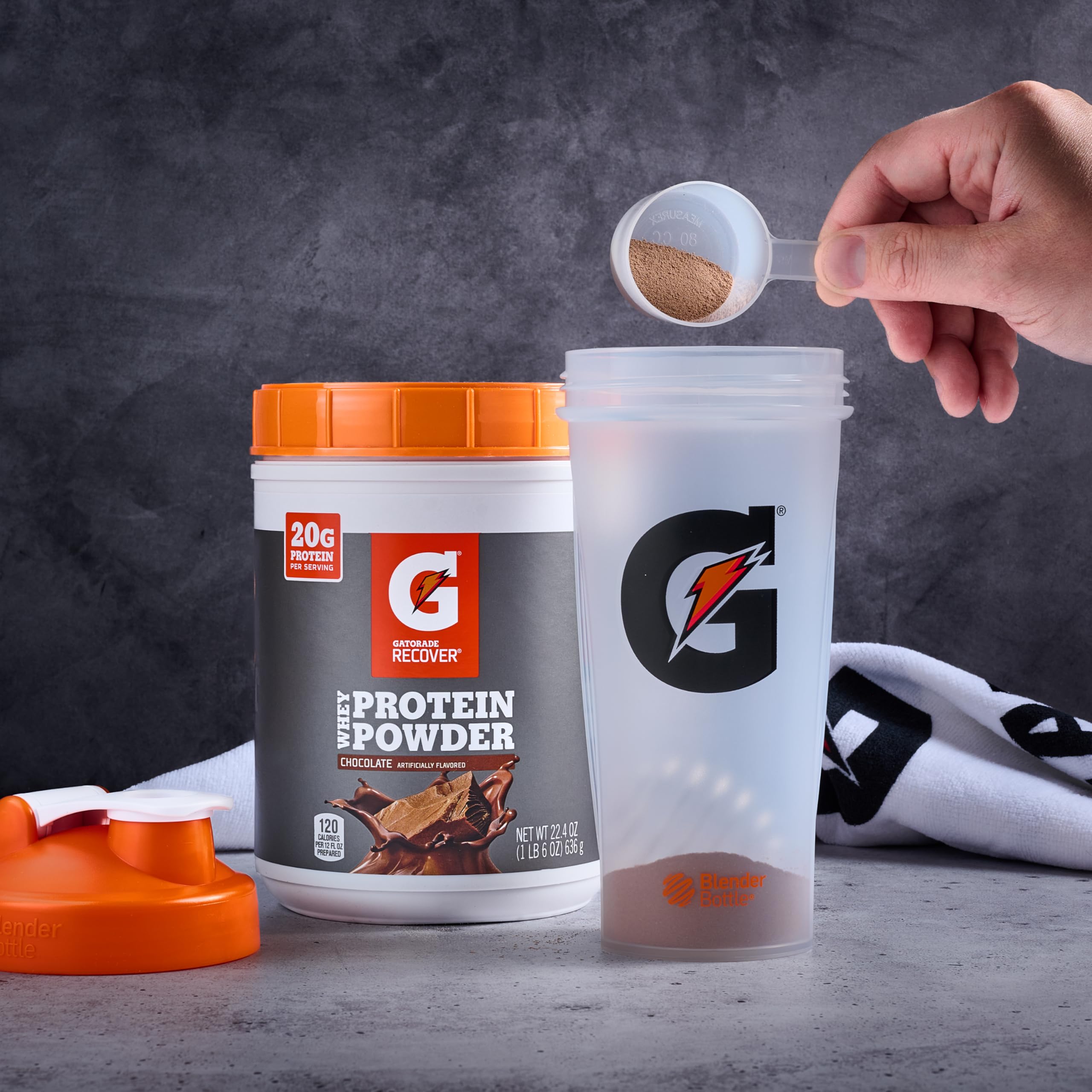Gatorade Whey Protein Powder, Chocolate, 22.4 Ounce (20 servings per canister, 20 grams of protein per serving)