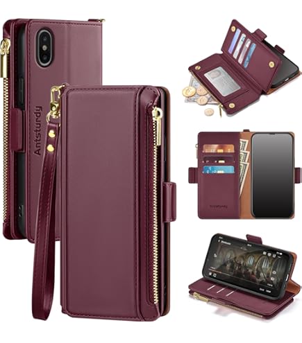 UEEBAI Custodia Flip Wallet Per IPhone XS Max – Pelle PU Lussuosa Con 3 Slot Carte E Supporto, Chiusura Magnetica (Oro Rosa)