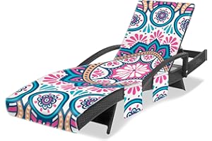 Ruikyhom Lounge Chair Towel Cover, Chaise Lounge Cover, Beach Chair Covers with 3 Pockets for Trips Beach Pool Garden Sunbathing Courtyard, 85 x30 in, Mandala Style Pink