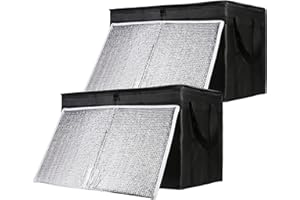 CIVJET 2-Pack Insulated Food Delivery Bag with Hard Bottom, XXX-Large Commercial Food Warmer, Insulated Reusable Grocery Cooler/Hot Bags, Tote Bag for Shopping/Travel/Doordash, Black