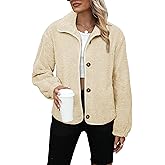 Glamaker Womens Sherpa Fleece Fuzzy Jackets Casual Warm Winter Button Down Long Sleeve Fluffy Coats 2025 Fall With Pockets