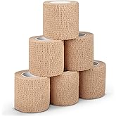 Ever Ready First Aid Self Adherent Cohesive Bandages 3" x 5 Yards - 6 Count, Tan