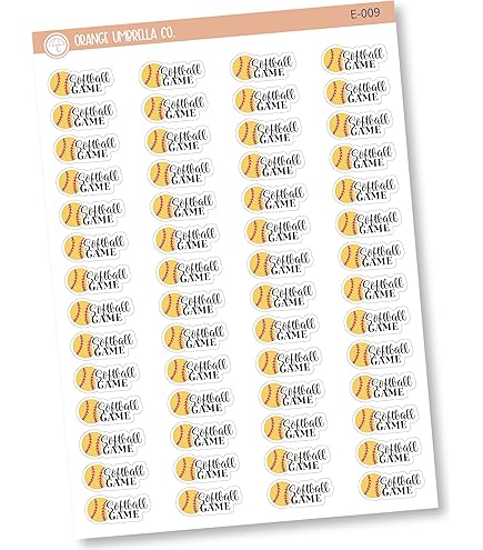Softball Planner Stickers - 54 Vinyl Labels For Game Day & Practice Scheduling