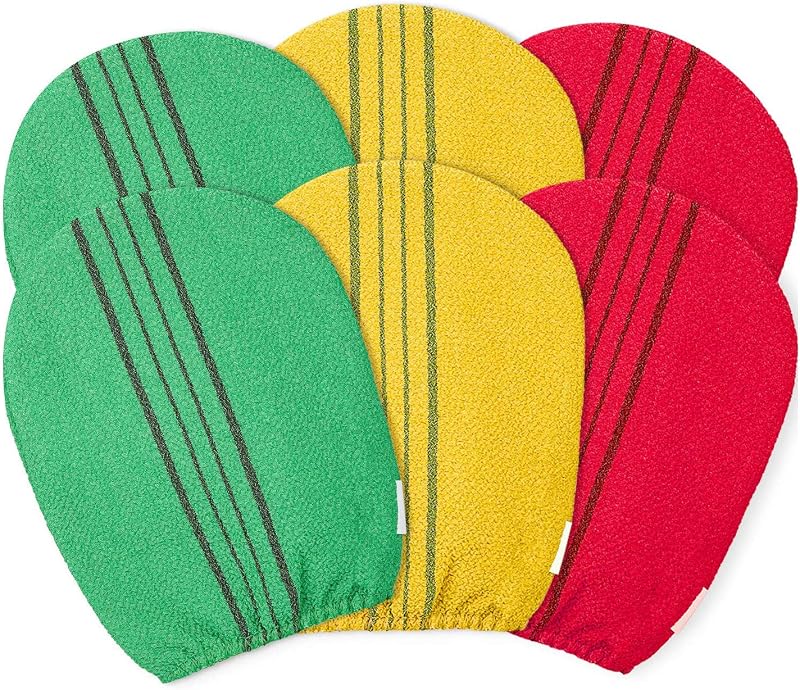 Omenluck 6pc Exfoliating Bath Mitts Remove Dead Skin Shower Scrub Cloth Towels
