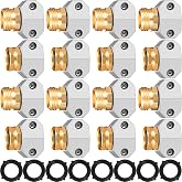 Therwen 8 Sets Garden Hose Repair Connectors Male Female End Kit | Fits 5/8 and 3/4 Inch Hoses, Zinc Aluminum with Rubber Washers, Leak-proof Seal for Outdoor Watering Systems